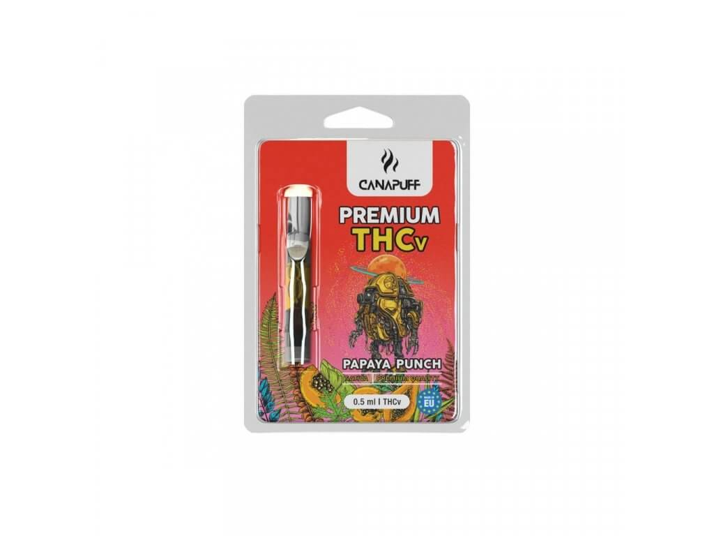 CanaPuff THC-V Vape Pen Papaya Punch, 96% THCV, 0,5 ml Einweg-Kartusche mit tropischem Papaya-Aroma