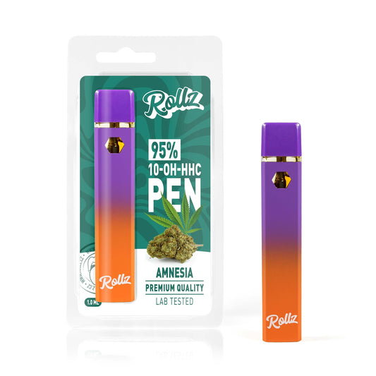 Rollz 95% 10-OH-HHC Amnesia Einweg Vape Pen Verpackung - Premium Qualität, 1 ml, laborgetestet