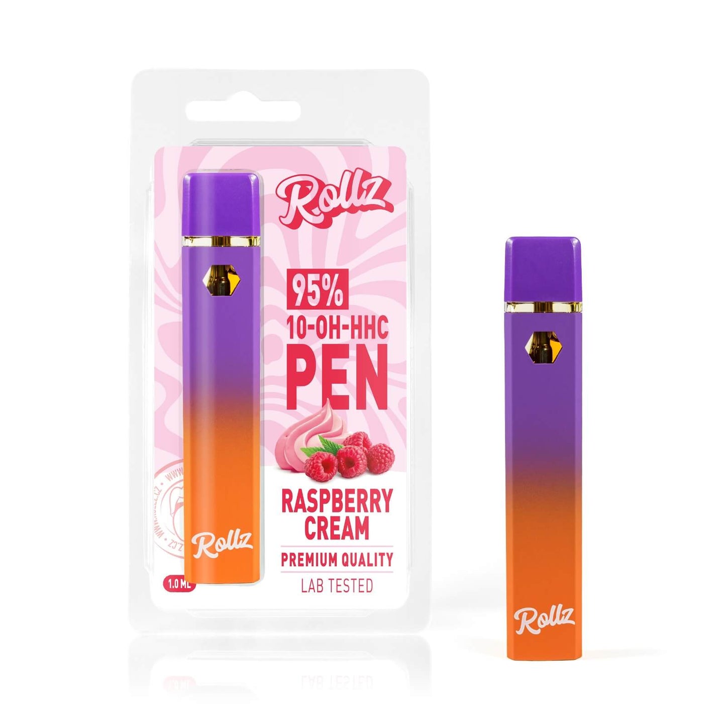 Rollz 95% 10-OH-HHC Raspberry Cream Einweg Vape Pen Verpackung - Premium Qualität, 1 ml, laborgetestet